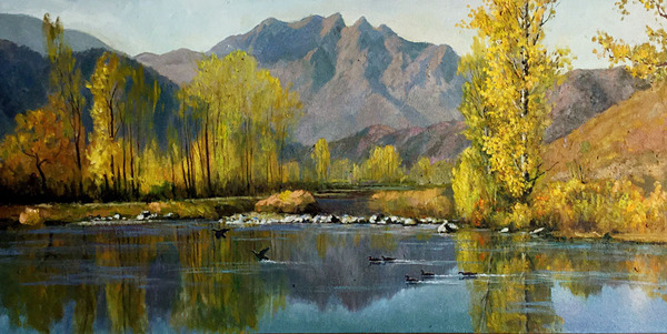 夕阳下的电视塔——王春红油画作品《都市金晖》鉴赏