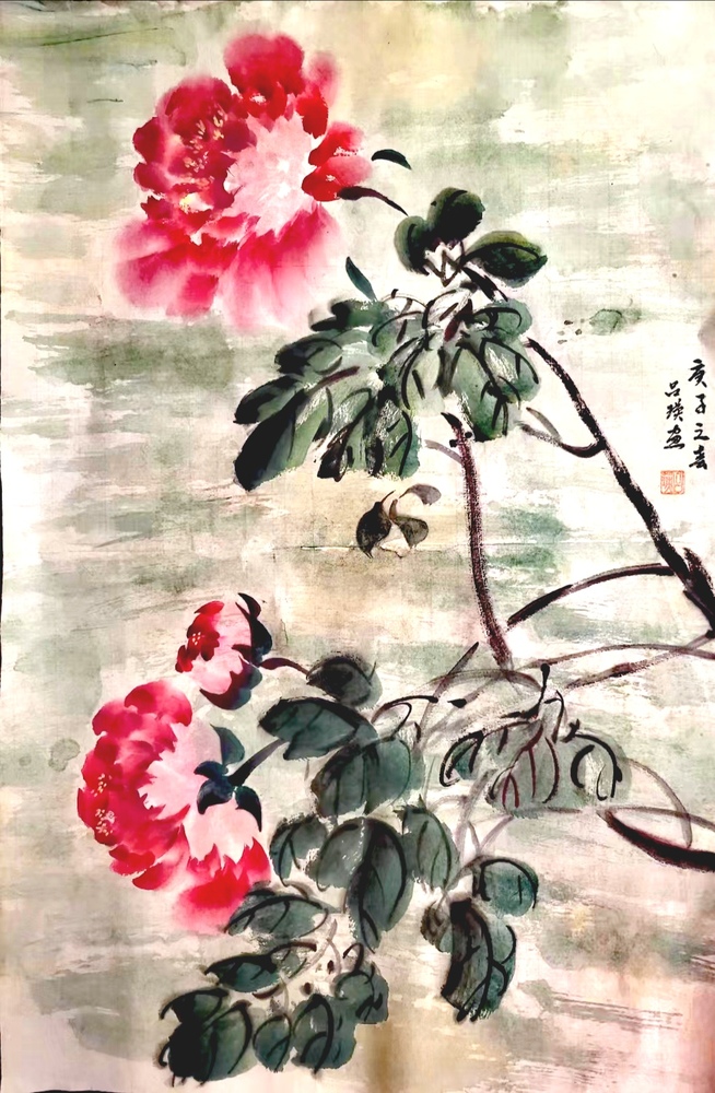 吕瑛对牡丹情有独钟,对牡丹有着非同常人的欣赏及热爱,在书画界以及