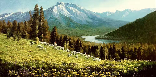 那拉提大草原的夏季风光 ——王春红油画作品《那拉提草原》鉴赏